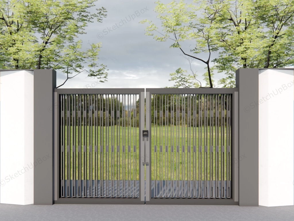 Dual Swing Driveway Gate sketchup model preview - SketchupBox