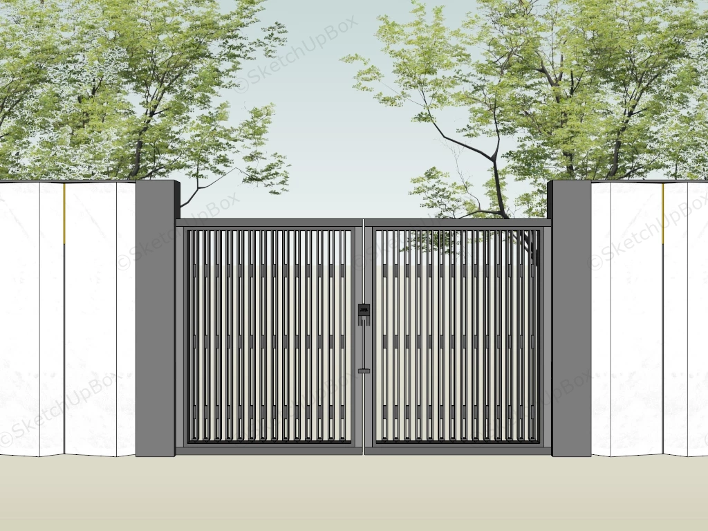 Dual Swing Driveway Gate sketchup model preview - SketchupBox