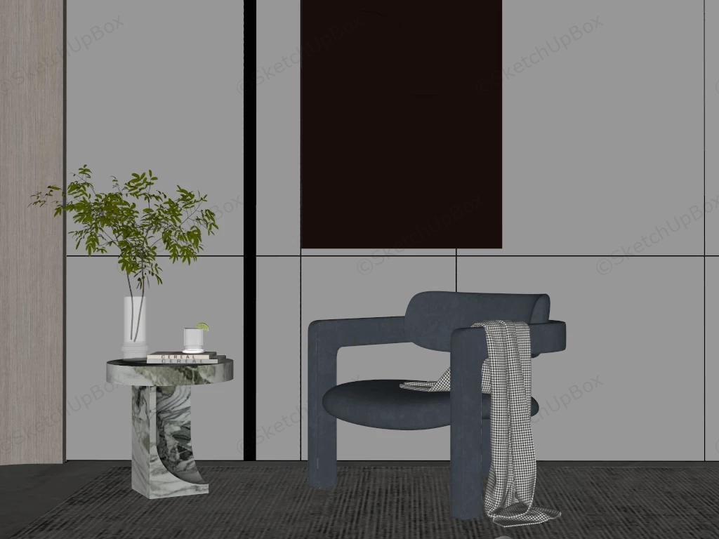 Modern Armchair And Side Table sketchup model preview - SketchupBox