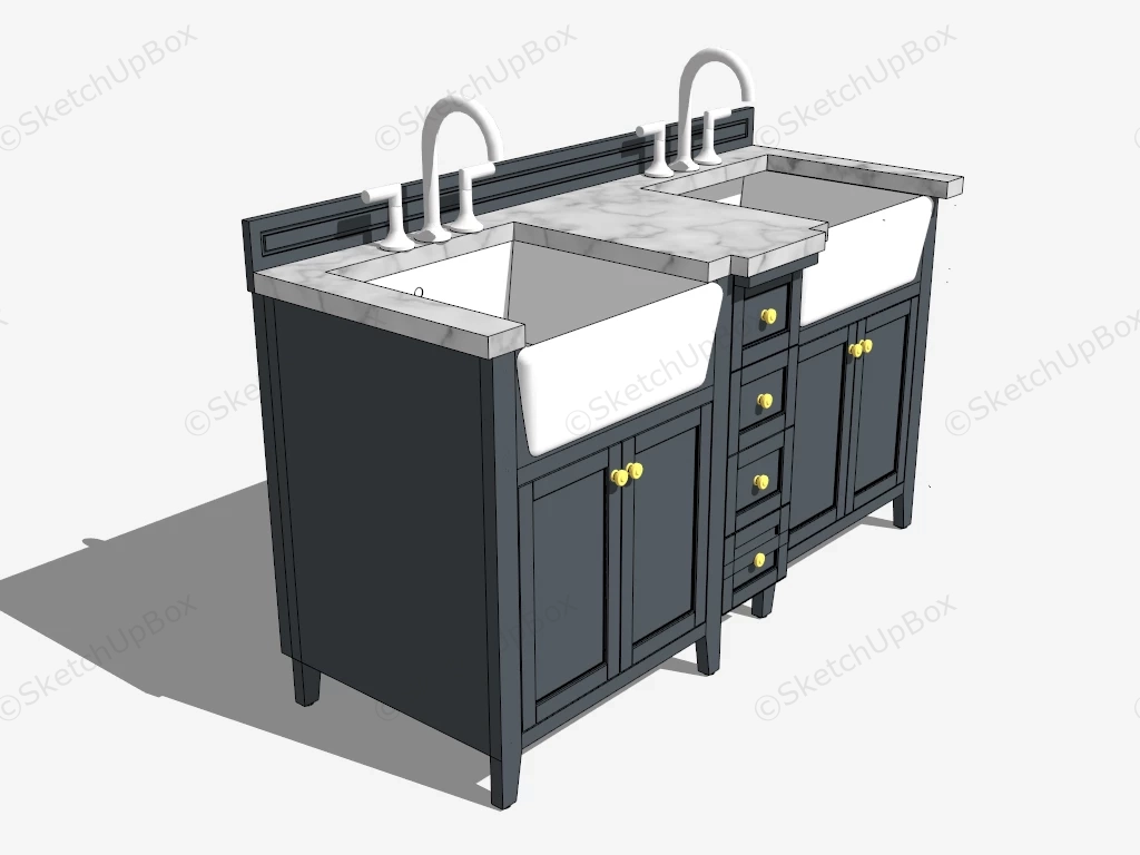 Rustic Double Sink Vanity sketchup model preview - SketchupBox