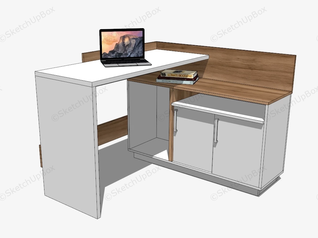 Compact Corner Desk With Storage sketchup model preview - SketchupBox