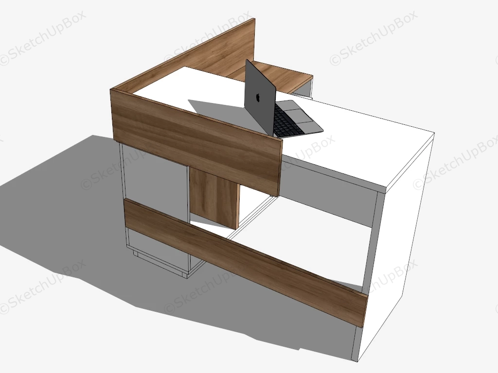 Compact Corner Desk With Storage sketchup model preview - SketchupBox