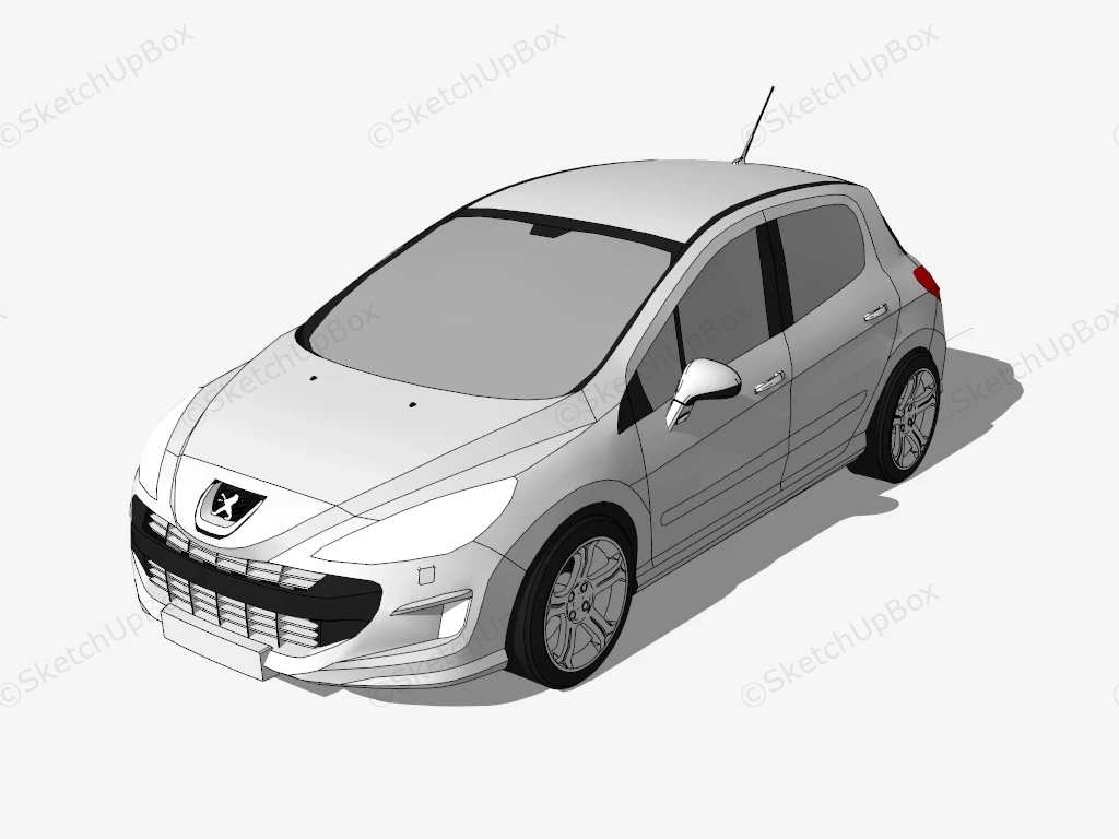 2009 Peugeot 308 Hatchback sketchup model preview - SketchupBox