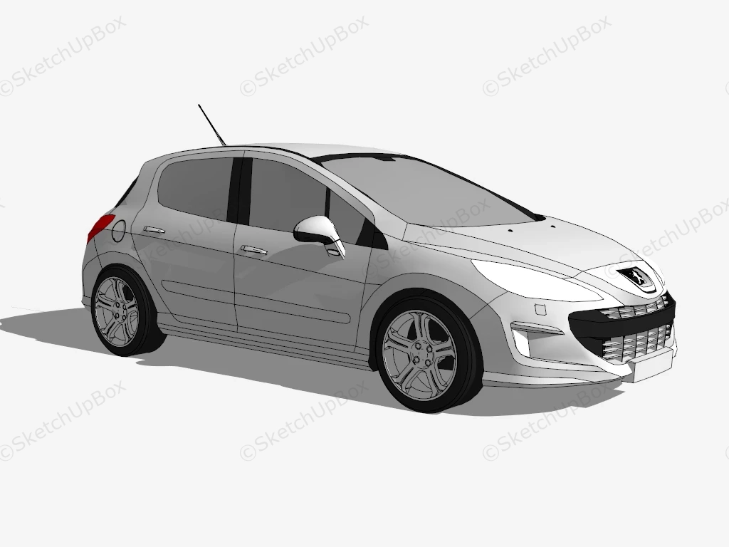 2009 Peugeot 308 Hatchback sketchup model preview - SketchupBox