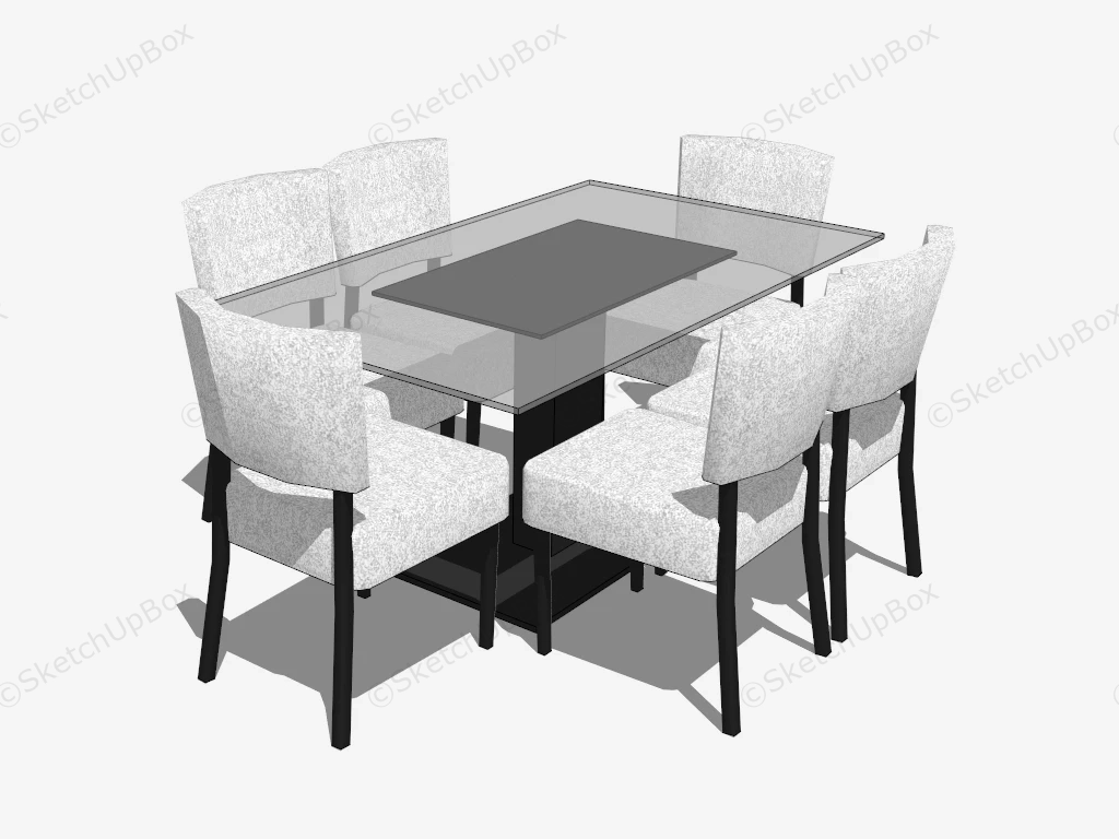 7 Piece Glass Dining Set sketchup model preview - SketchupBox