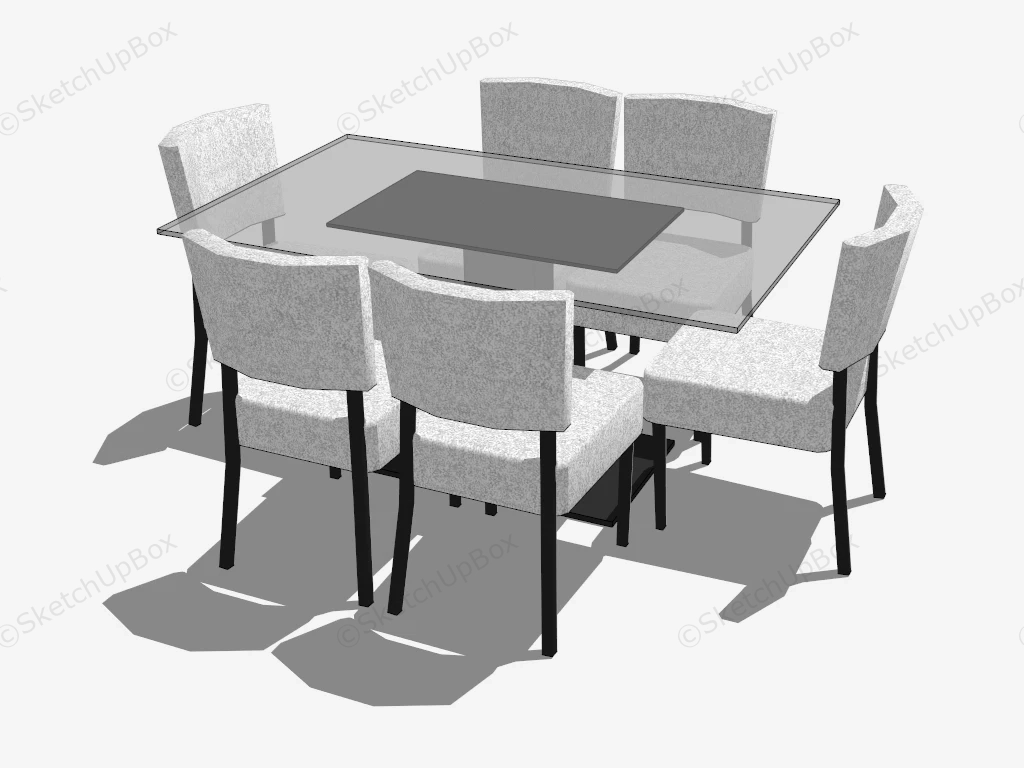 7 Piece Glass Dining Set sketchup model preview - SketchupBox