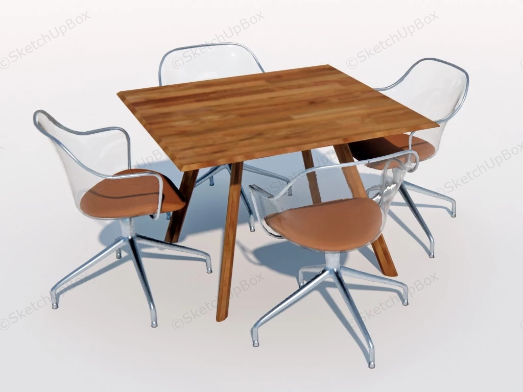 5-Piece Dining Table Set SketchUp 3D Model .skp File Download - SketchupBox