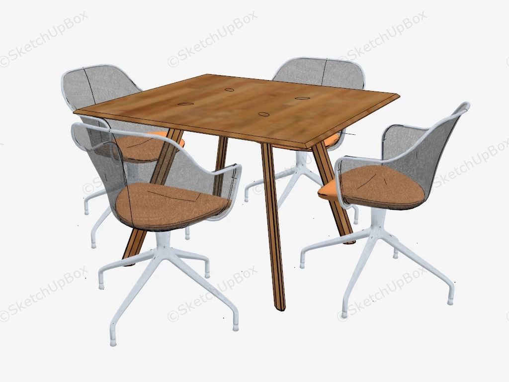 5 Piece Dining Table Set sketchup model preview - SketchupBox