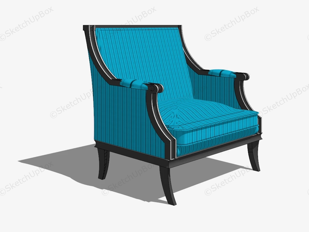 Blue Upholstered Chair sketchup model preview - SketchupBox