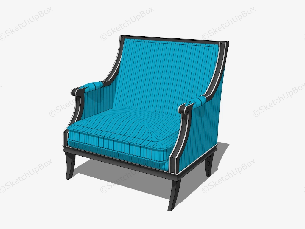 Blue Upholstered Chair sketchup model preview - SketchupBox