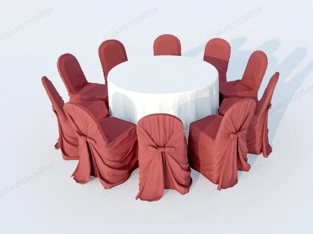 Round Banquet Table And Chairs sketchup model preview - SketchupBox