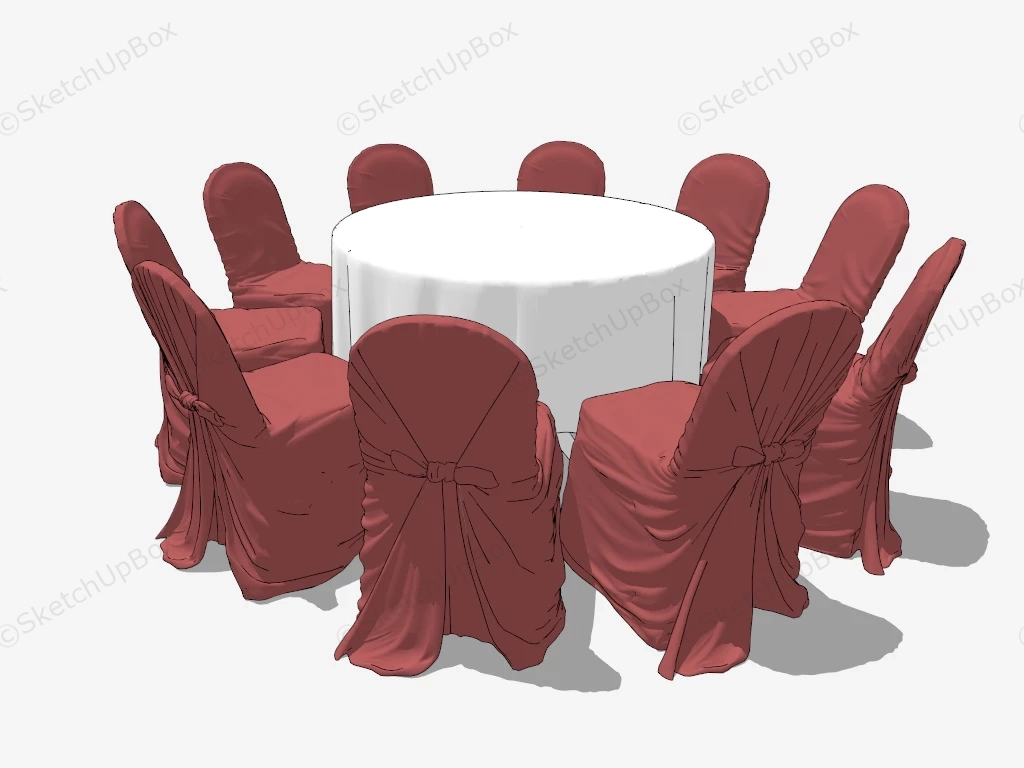 Round Banquet Table And Chairs sketchup model preview - SketchupBox