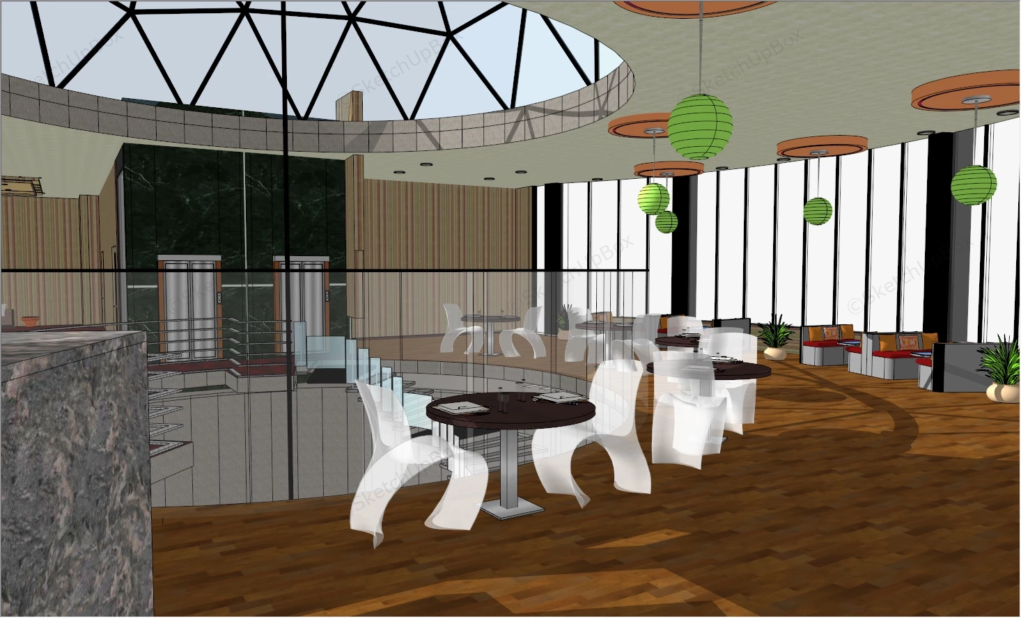 Circular Restaurant With Dome sketchup model preview - SketchupBox