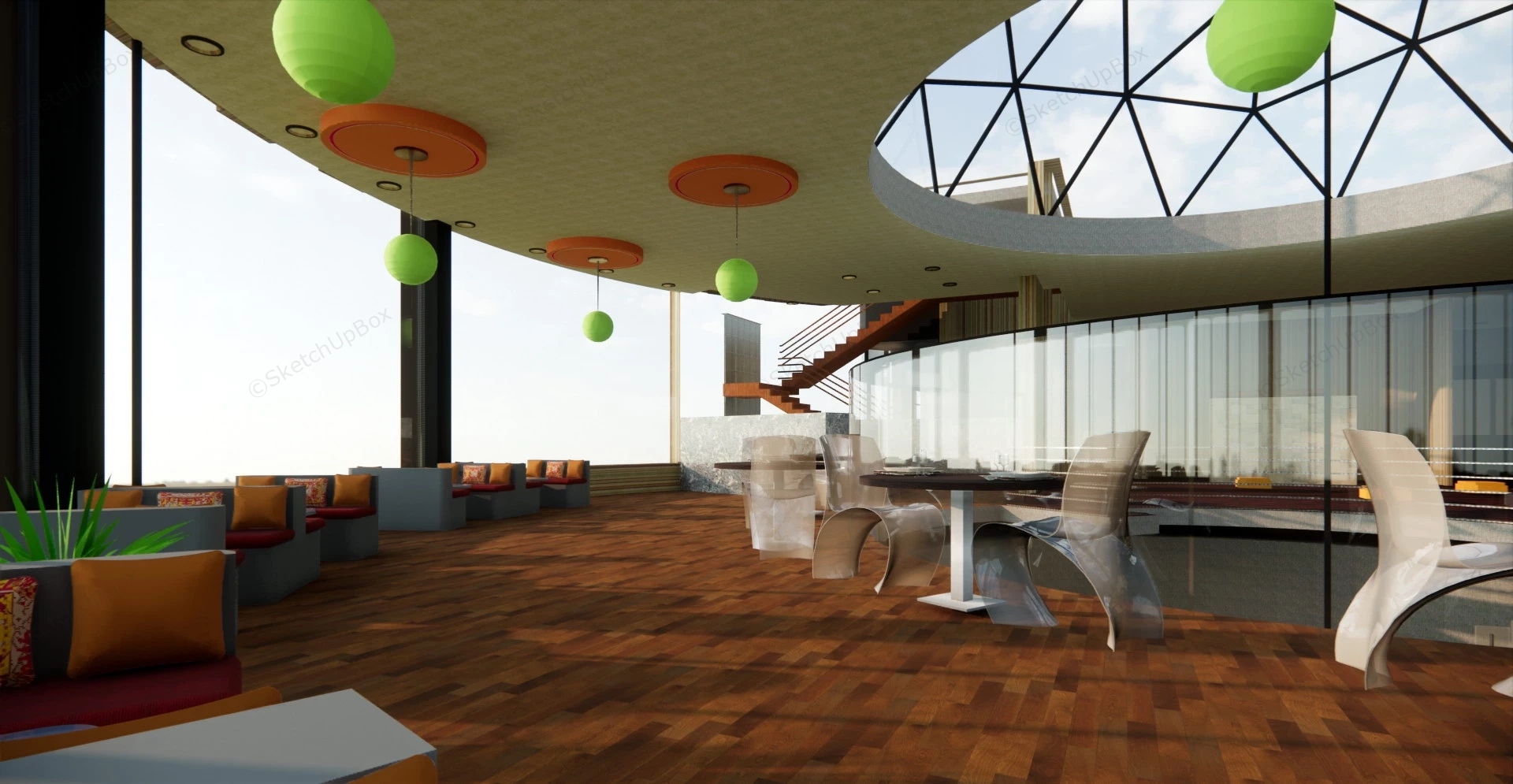 Circular Restaurant With Dome sketchup model preview - SketchupBox