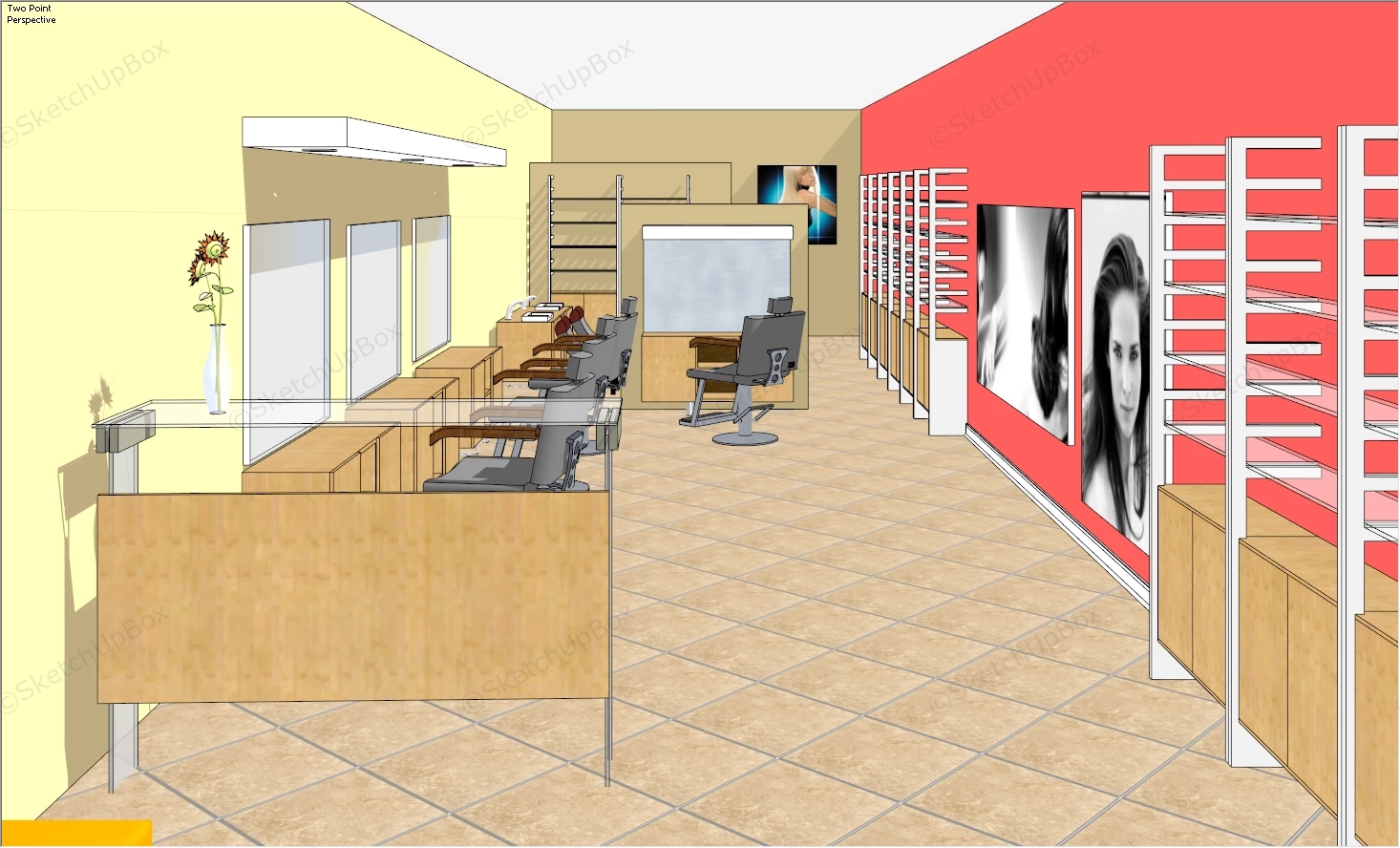 Small Beauty Salon Design Idea sketchup model preview - SketchupBox