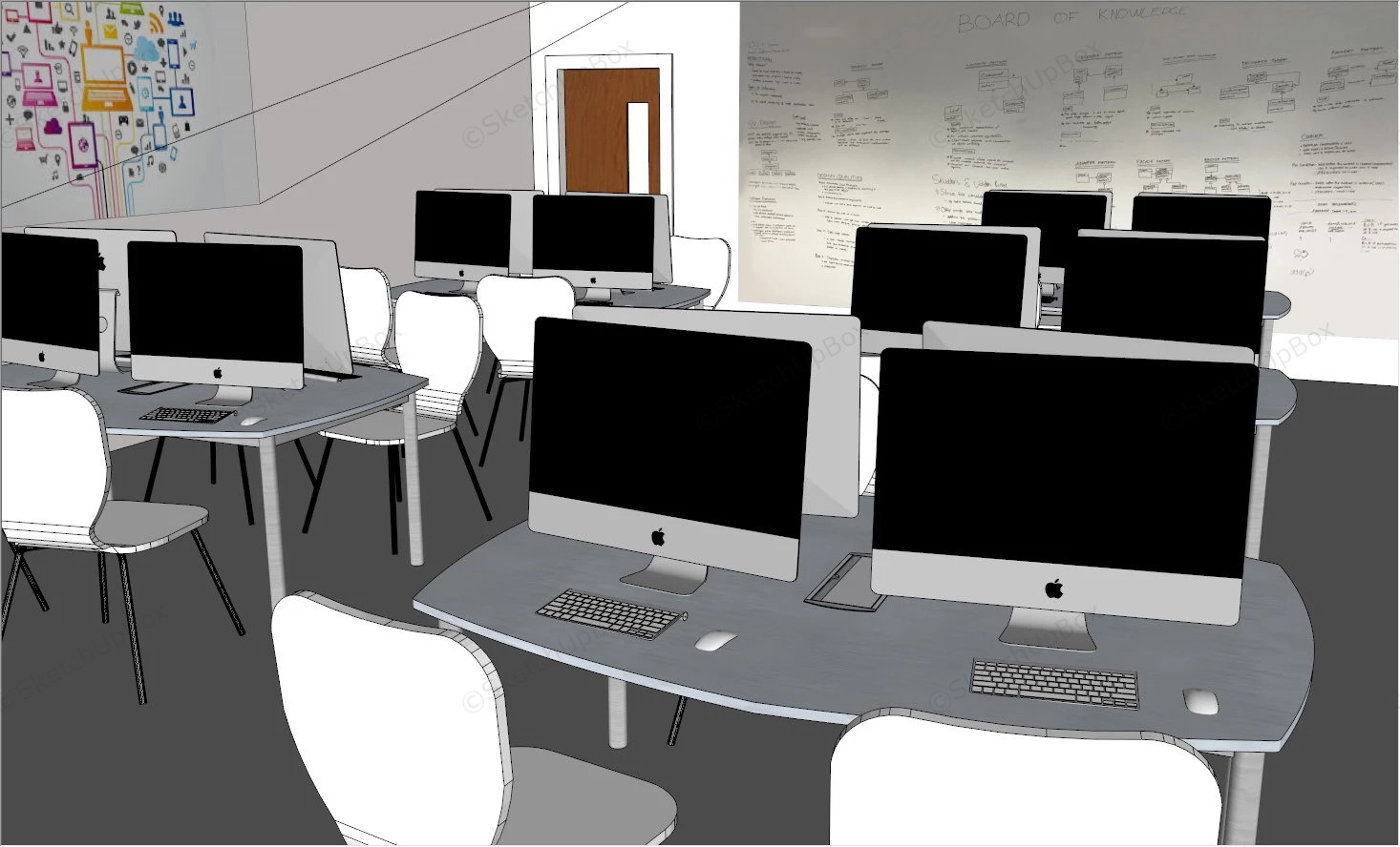 Computer Classroom Design sketchup model preview - SketchupBox