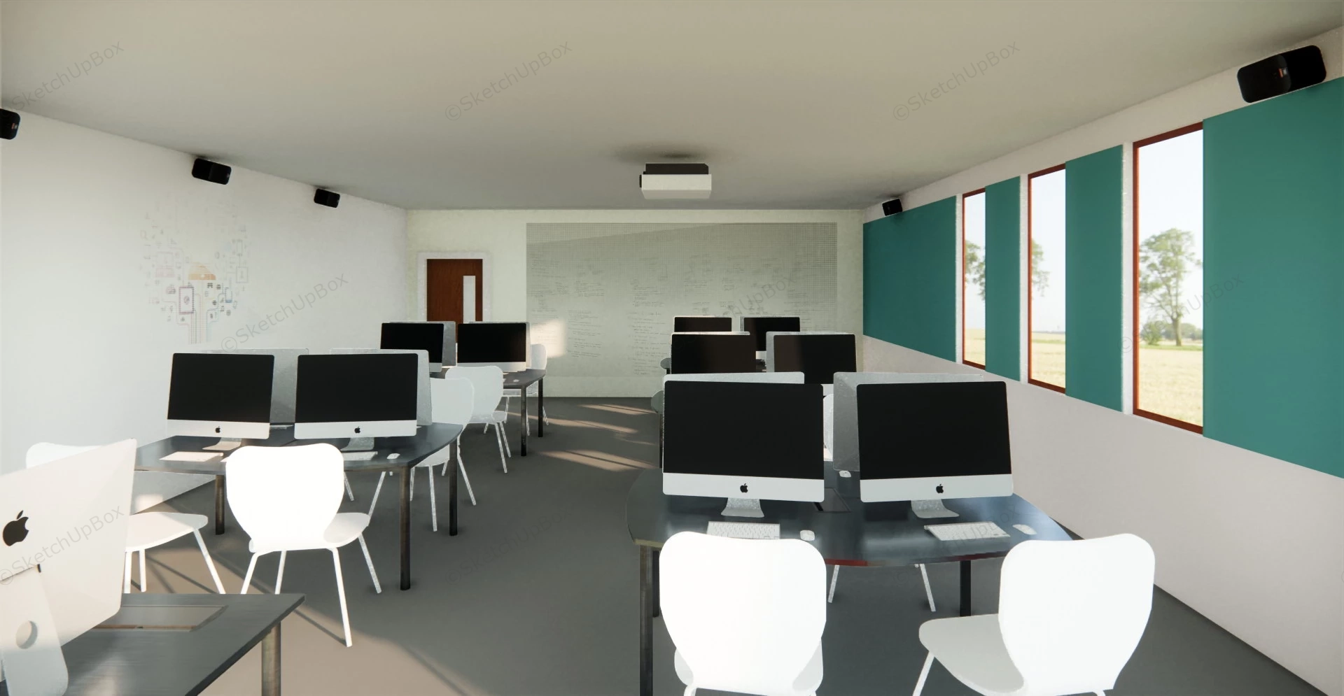 Computer Classroom Design sketchup model preview - SketchupBox