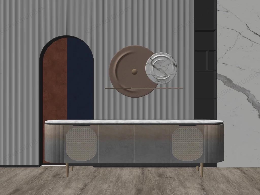 Living Room Accent Wall And Console Cabient sketchup model preview - SketchupBox