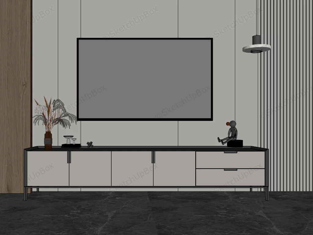 Living Room TV Acent Wall sketchup model preview - SketchupBox