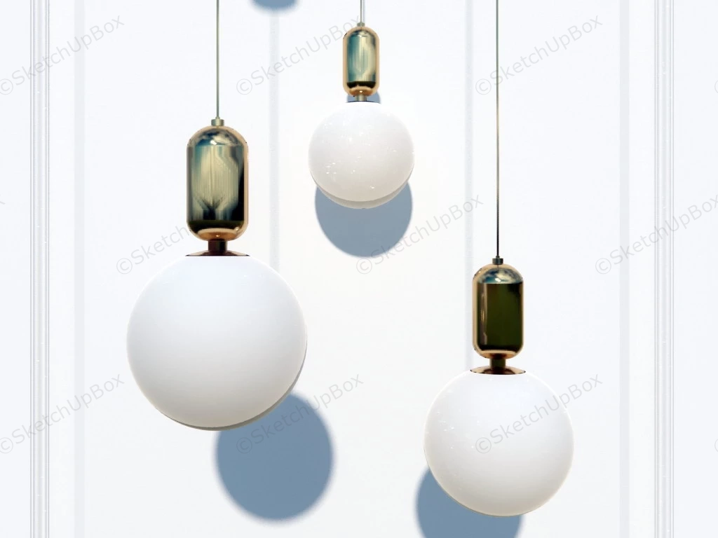 White Glass Globe Pendant Lights sketchup model preview - SketchupBox