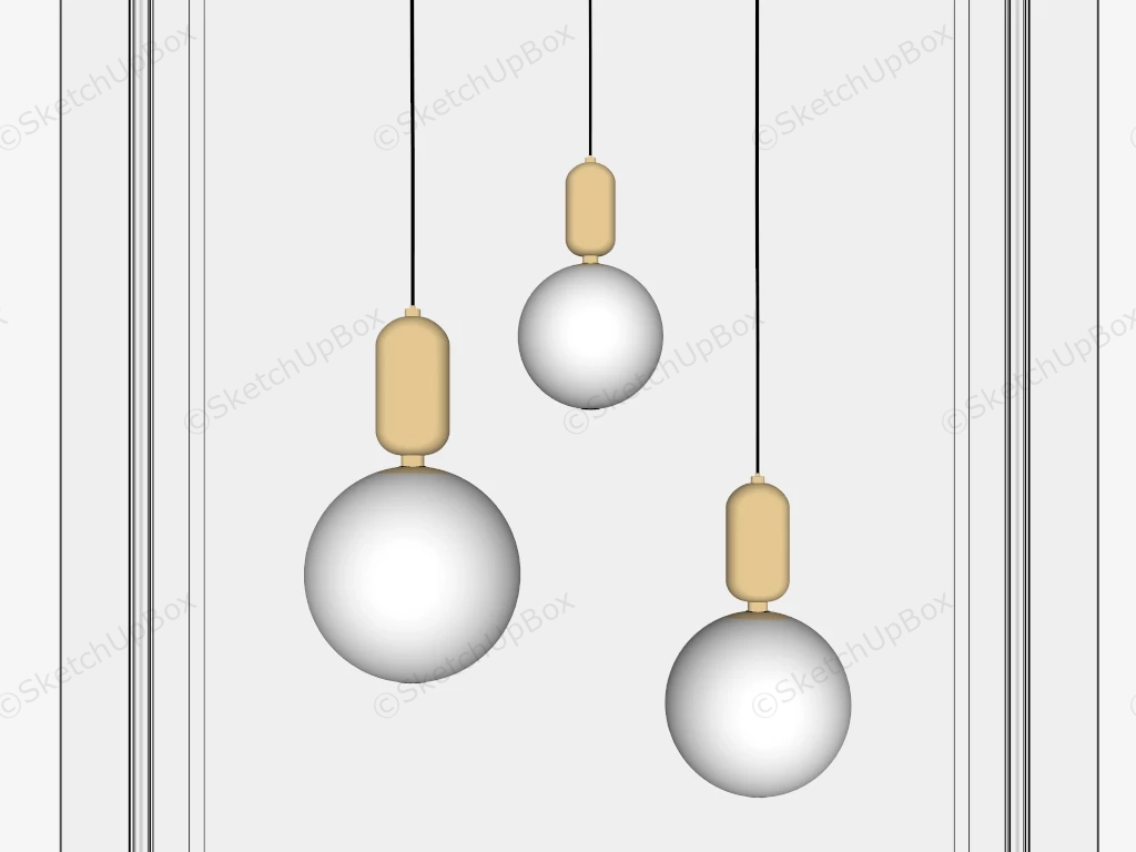 White Glass Globe Pendant Lights sketchup model preview - SketchupBox