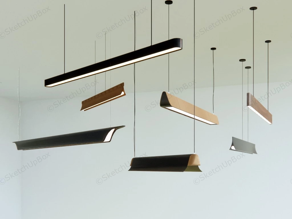 Linear LED Pendant Lights sketchup model preview - SketchupBox