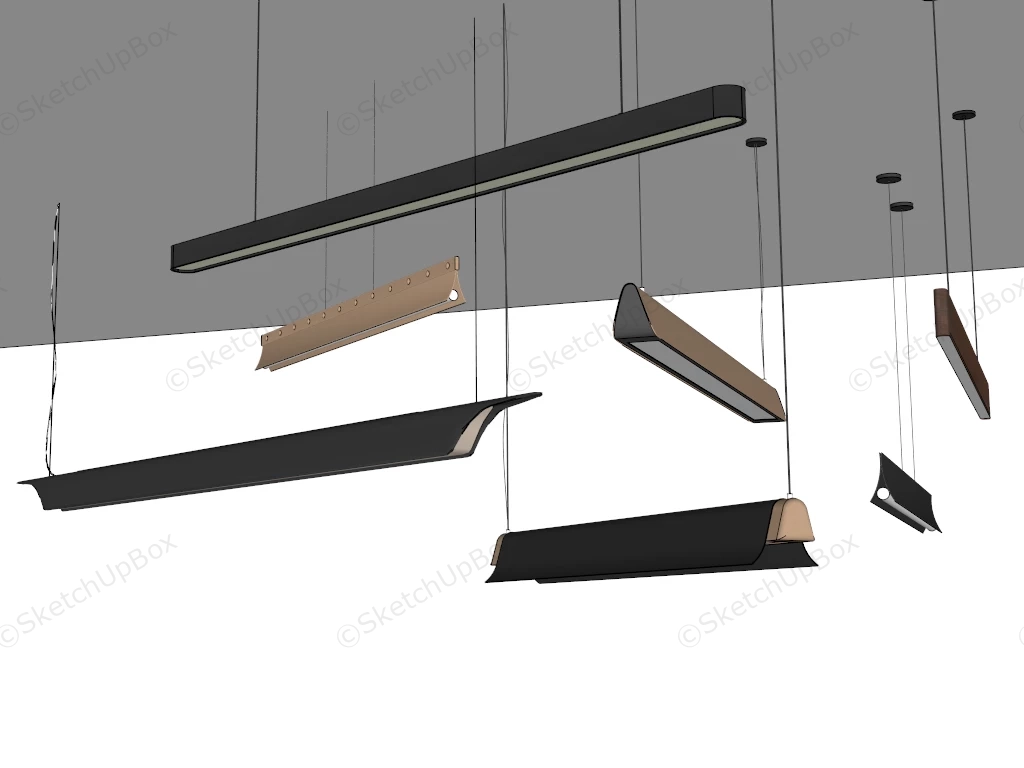 Linear LED Pendant Lights sketchup model preview - SketchupBox