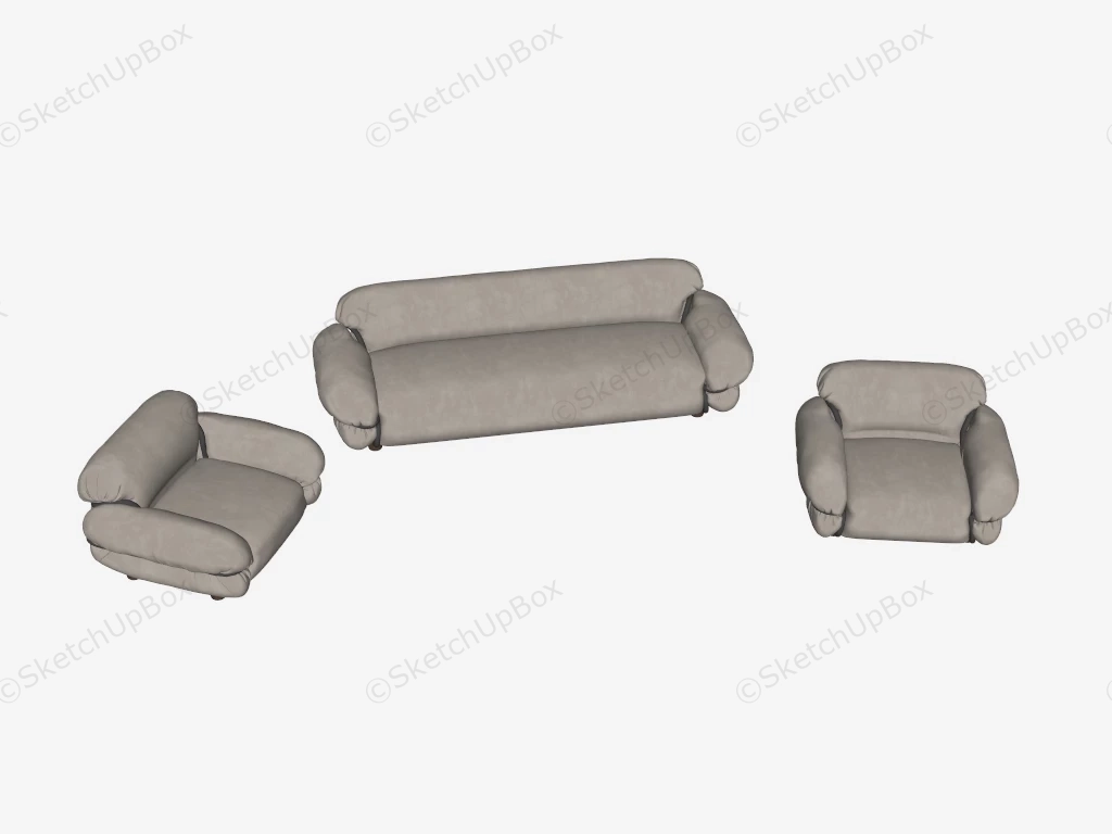 Elegant Fabric Sofa Set sketchup model preview - SketchupBox