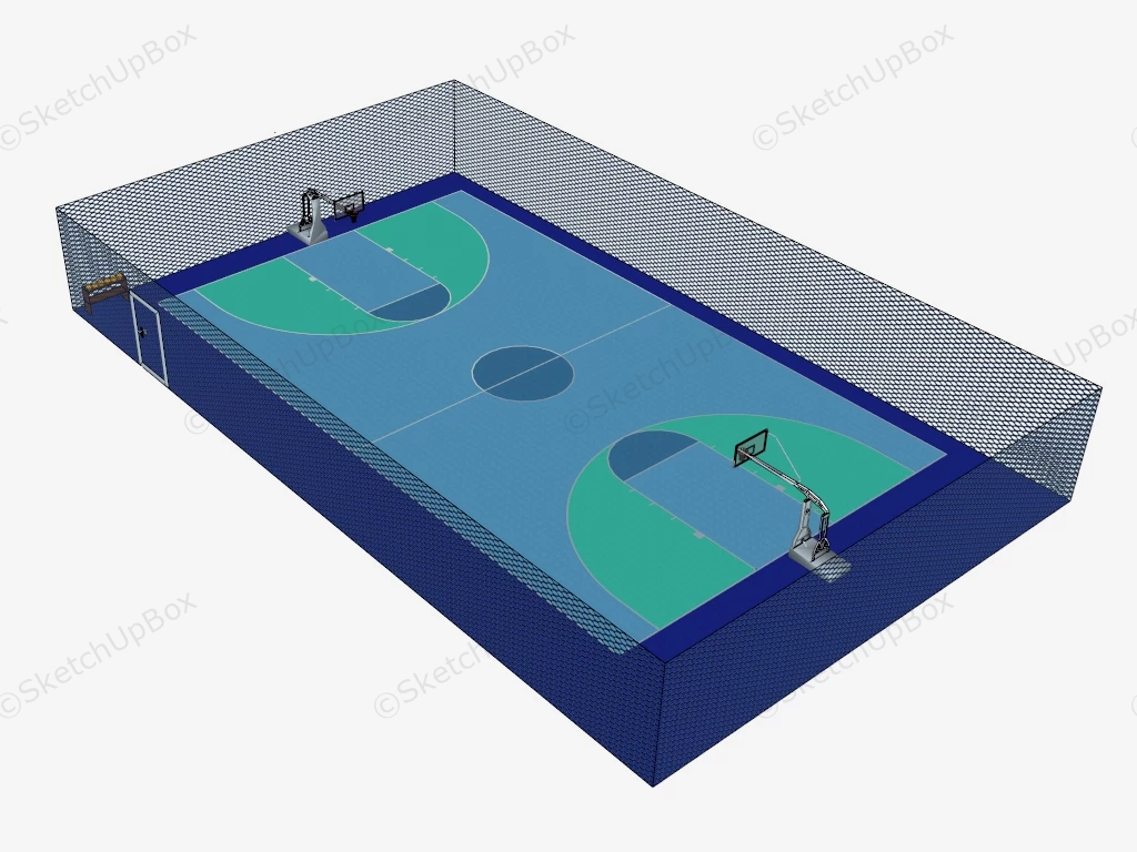 Outdoor Basketball Court sketchup model preview - SketchupBox