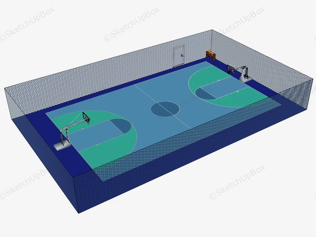 Outdoor Basketball Court sketchup model preview - SketchupBox