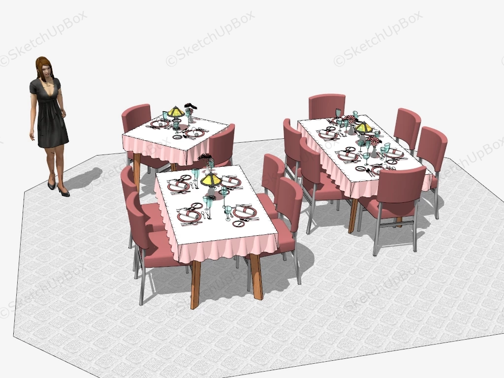 Restaurant Furniture Set sketchup model preview - SketchupBox