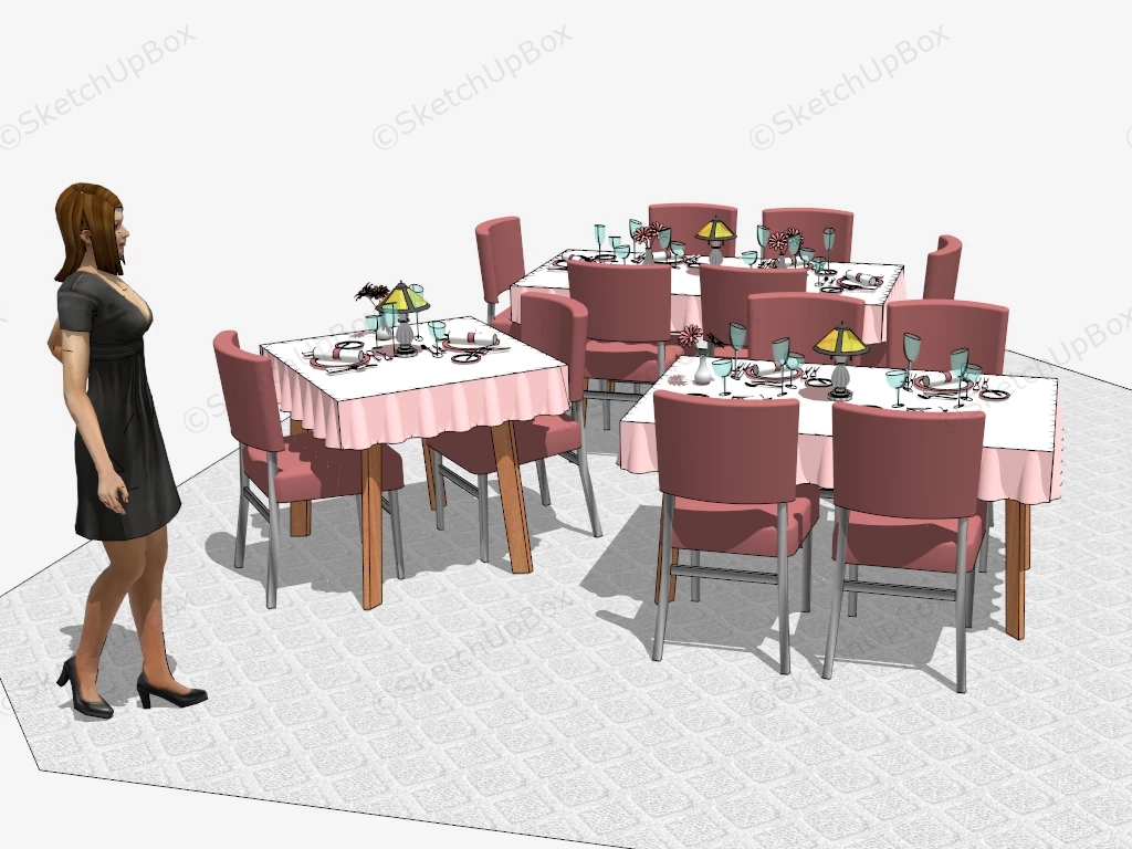 Restaurant Furniture Set sketchup model preview - SketchupBox