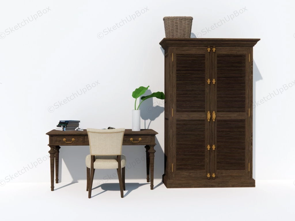 Vintage Home Office Furniture sketchup model preview - SketchupBox