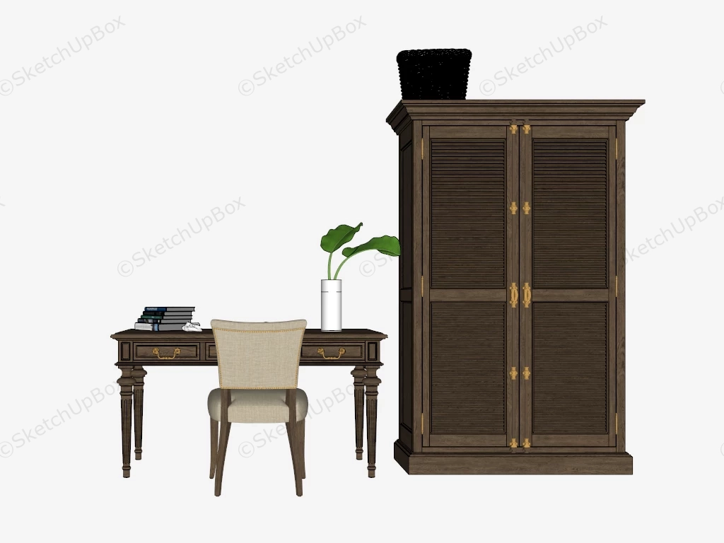 Vintage Home Office Furniture sketchup model preview - SketchupBox