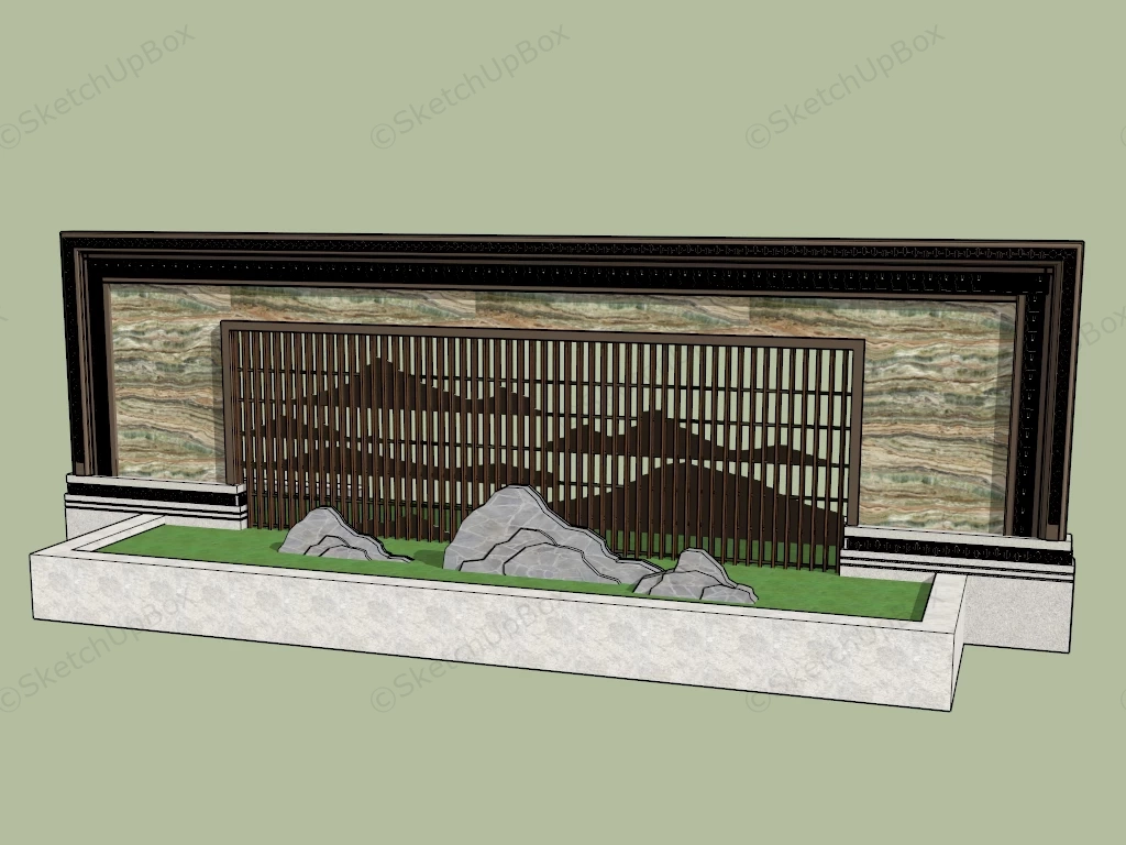 Zen Garden Landscape Design Wall sketchup model preview - SketchupBox