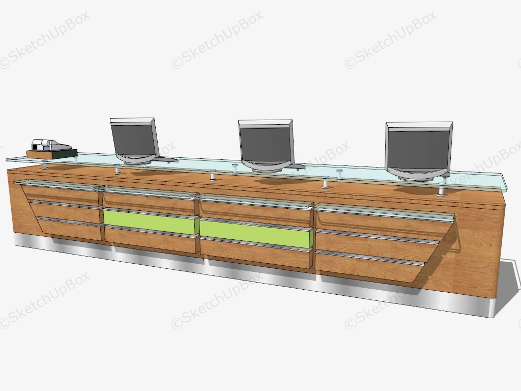 3 Person Reception Counter sketchup model preview - SketchupBox