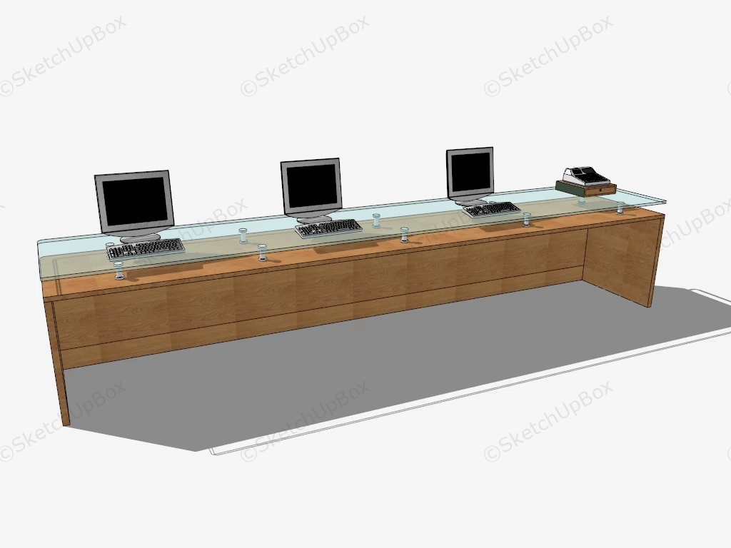 3 Person Reception Counter sketchup model preview - SketchupBox