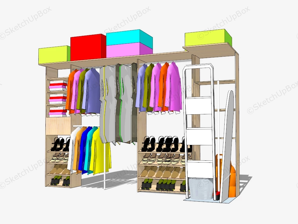 Wooden Garment Rack sketchup model preview - SketchupBox