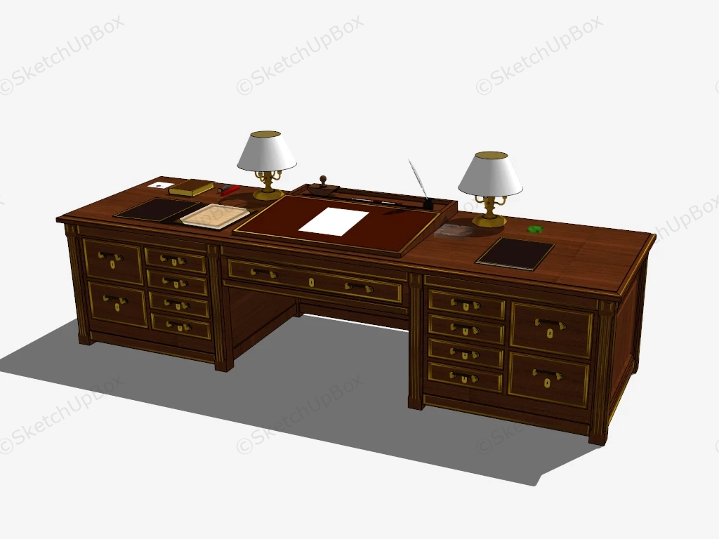 Vintage Executive Desk sketchup model preview - SketchupBox