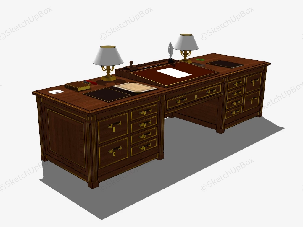 Vintage Executive Desk sketchup model preview - SketchupBox