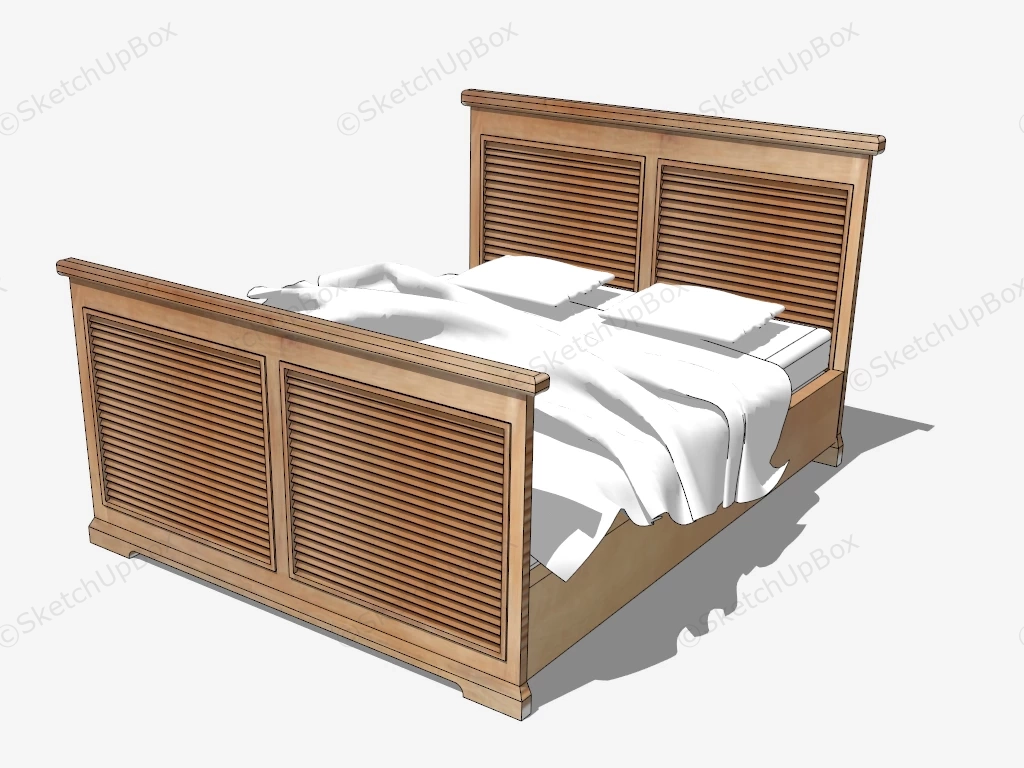 Mission Style Slatted Bed sketchup model preview - SketchupBox