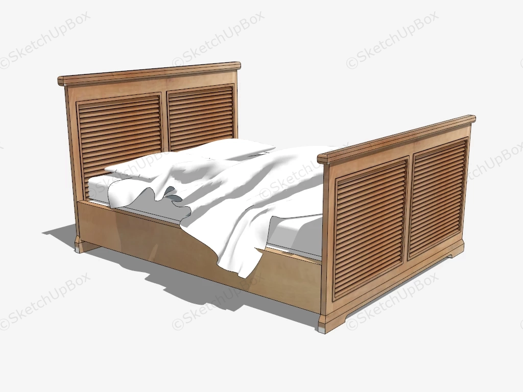 Mission Style Slatted Bed sketchup model preview - SketchupBox