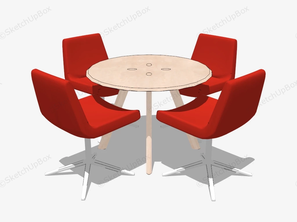 Red Dining Table Set sketchup model preview - SketchupBox