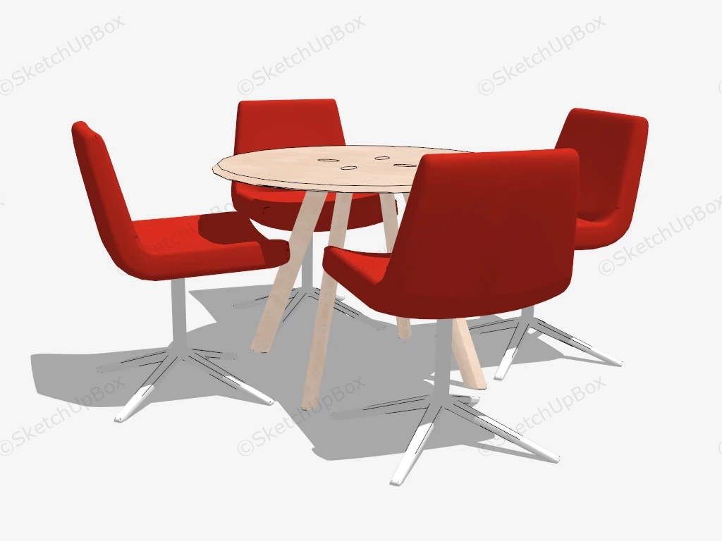 Red Dining Table Set sketchup model preview - SketchupBox