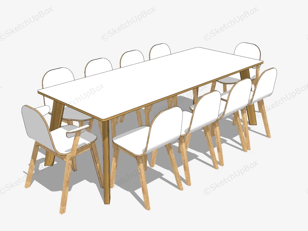 Modern 11 Piece Dining Set sketchup model preview - SketchupBox