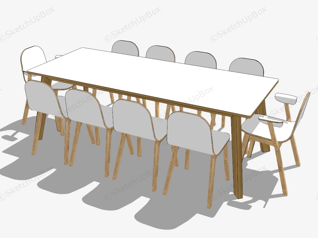 Modern 11 Piece Dining Set sketchup model preview - SketchupBox