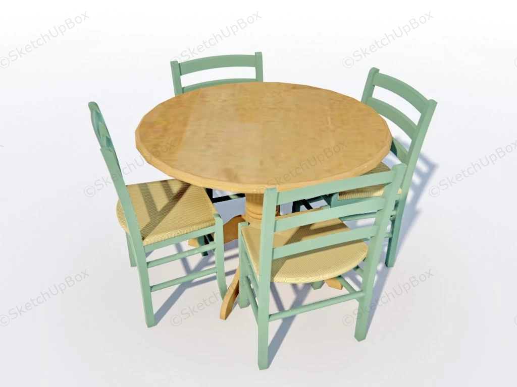 Retro Dining Table Set sketchup model preview - SketchupBox