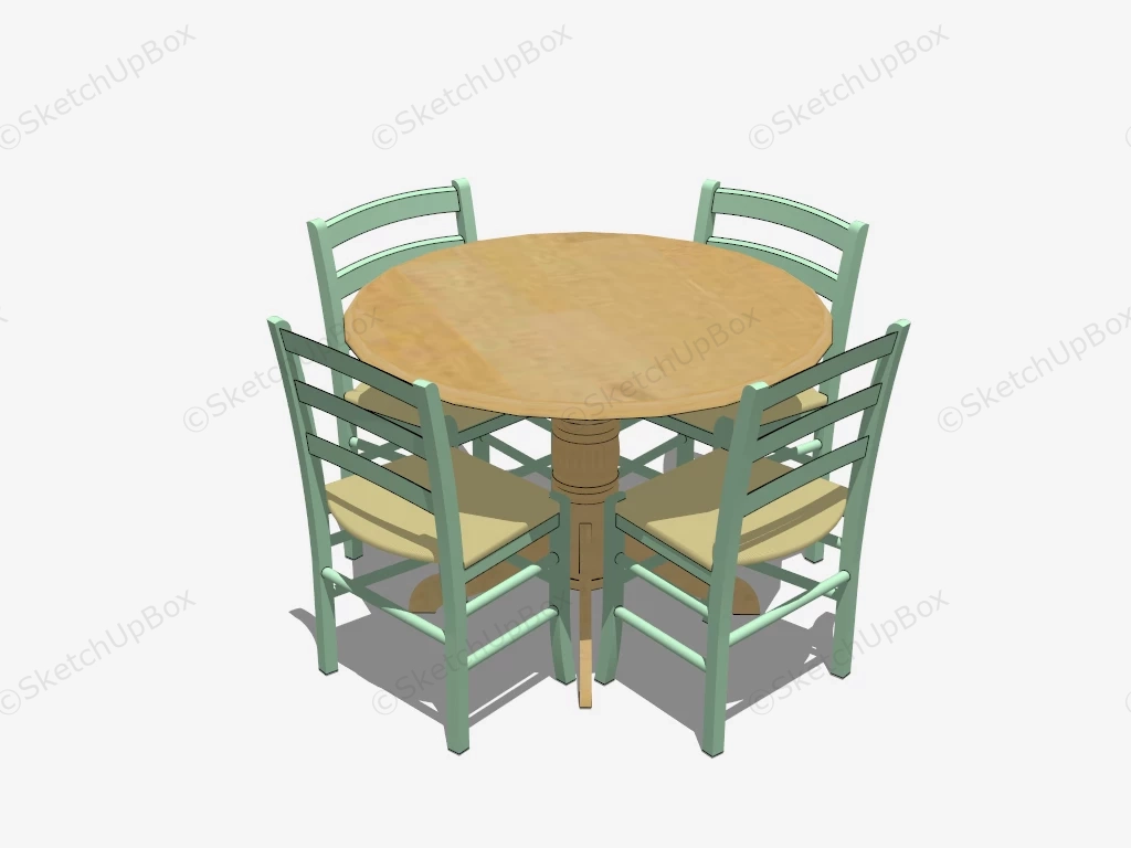 Retro Dining Table Set sketchup model preview - SketchupBox