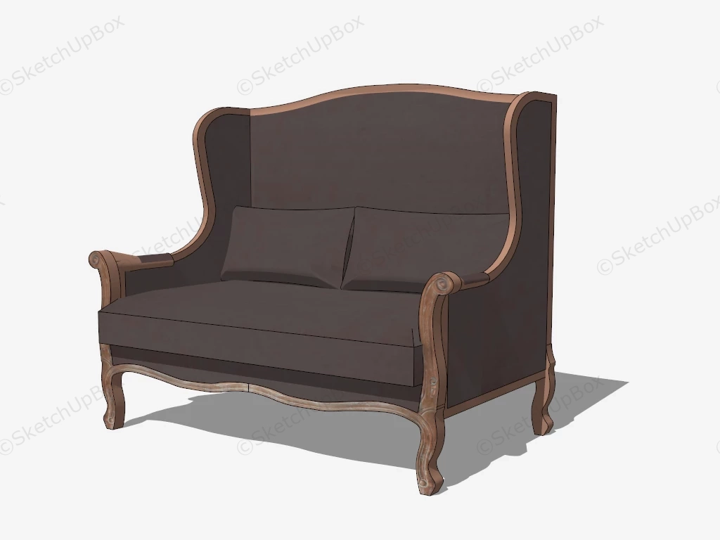 Classic Wingback Loveseat sketchup model preview - SketchupBox