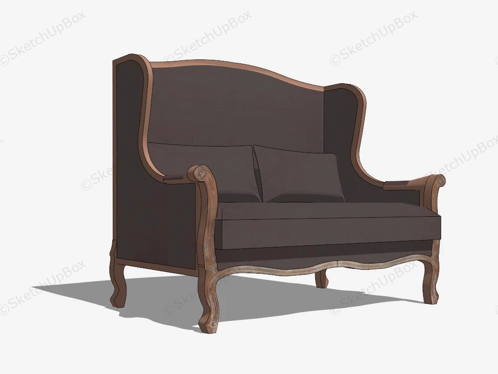 Classic Wingback Loveseat sketchup model preview - SketchupBox